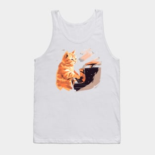 Cat playing piano Tank Top